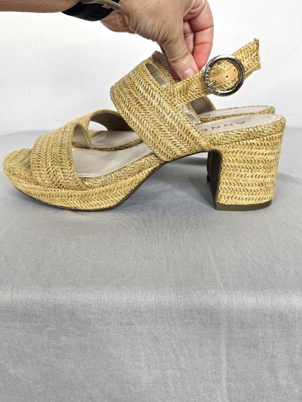 Anne Klein Raffia Platform Sandals | Coastal Resort Heels | Women's Size 6.5 - Picture 4 of 14